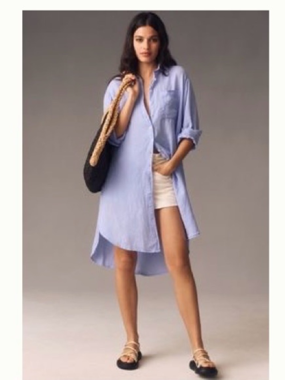 Relaxed button down linen tunic